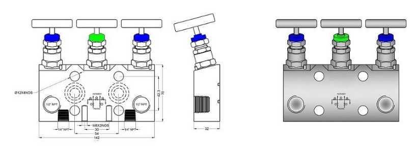 Pipe Gauge 90° Syphon Main View